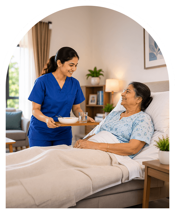 Caregiver caring for elderly